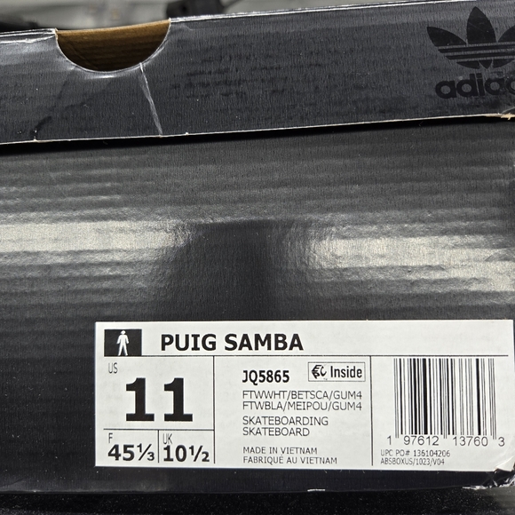 adidas Puig Samba 'White Better Scarlet Gum' Men's Skateboarding Shoes Size 11 - Picture 8 of 8